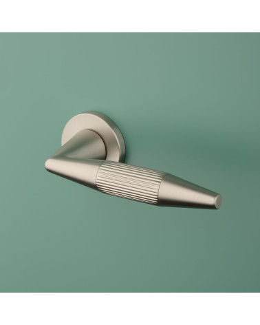 IDESA satin nickel door handle design on a background