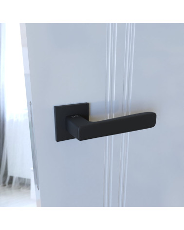 Black PARMA design door handle side view on a door