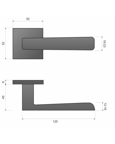 PARMA door handle with dimensions