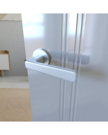 PARMA modern door handle design hardware mounted on an ajar door