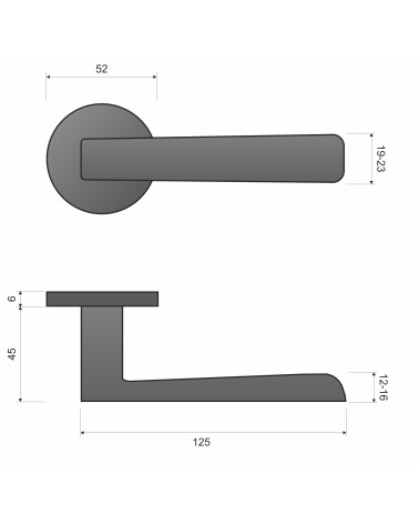 PARMA door handle with dimensions