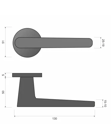 TOKYO zamak door handle with dimensions