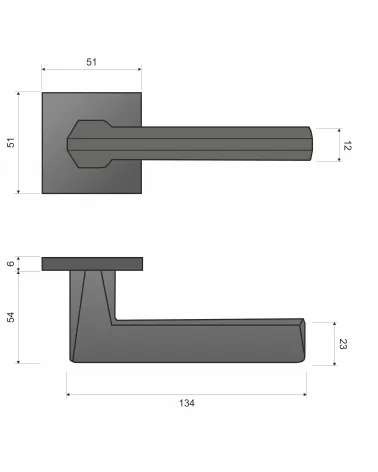 ARA door handle with dimensions