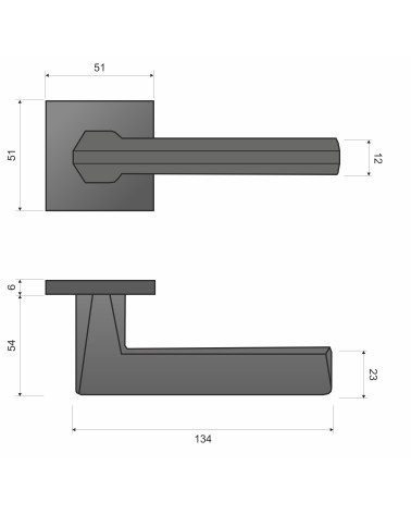 ARA door handle with dimensions
