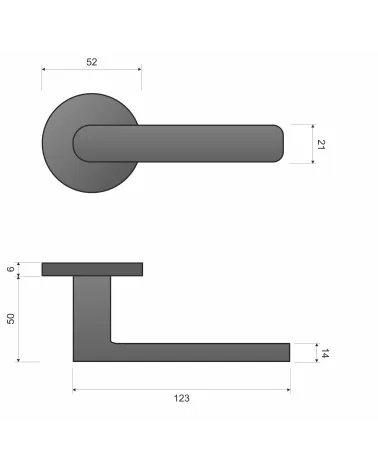 TORINO door handle with dimensions