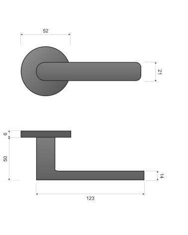 TORINO door handle with dimensions