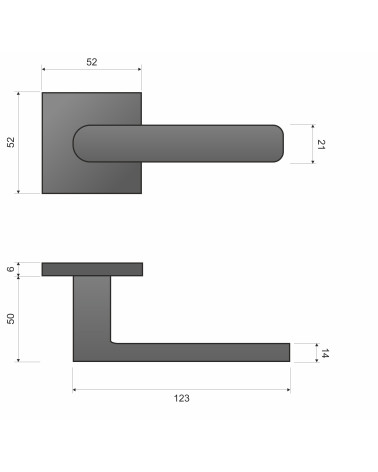 TORINO door handle with dimensions