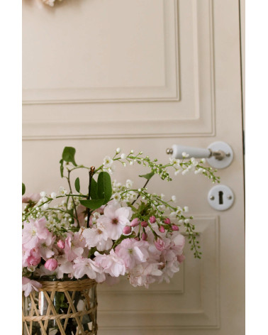White porcelain nickel-plated barrel door handle Merigous