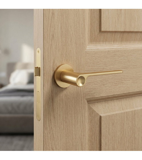 PLANO satin gold door handle design