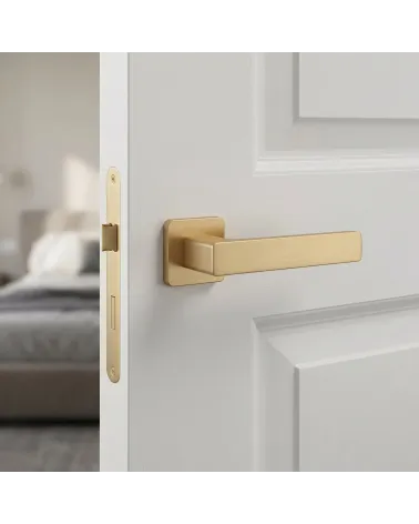 Matt gold door handle ERICA rounded square