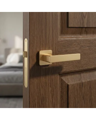 Matt gold door handle ERICA rounded square