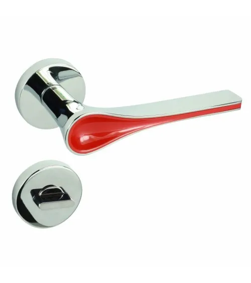 Red Polaris Round WC Door Handle - designer handle