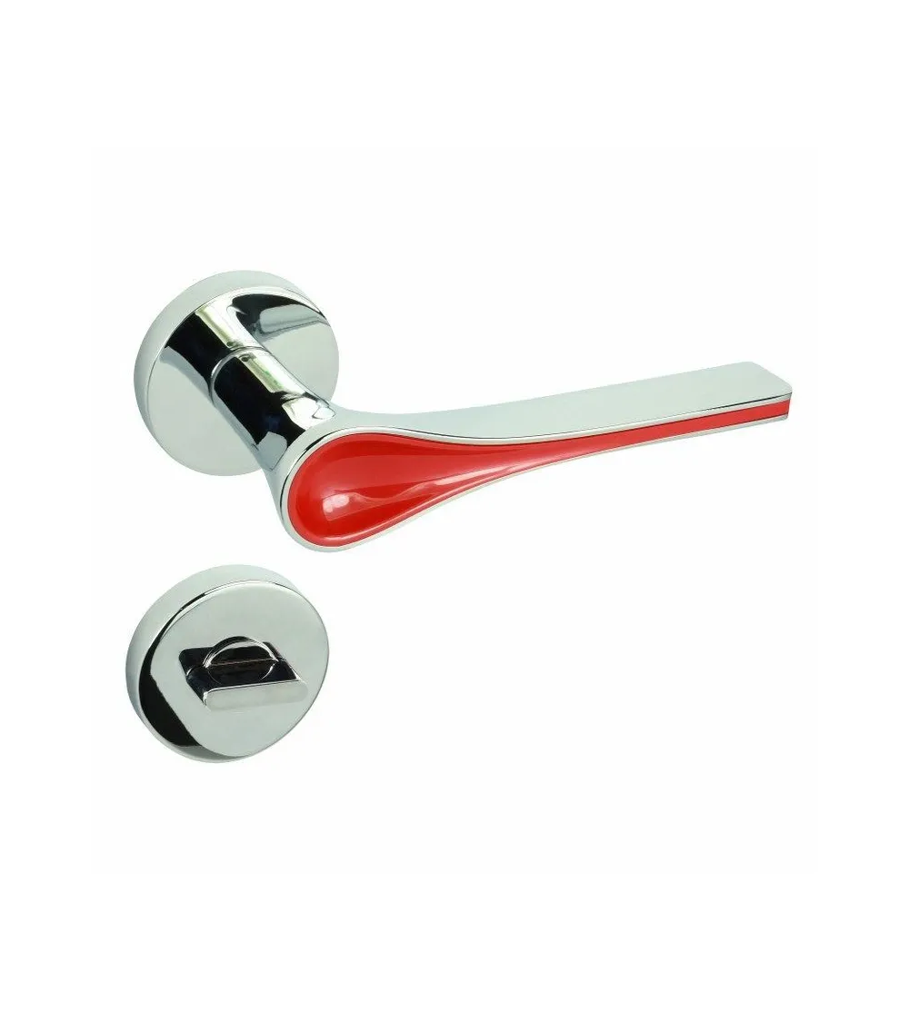 Red Polaris Round WC Door Handle - designer handle