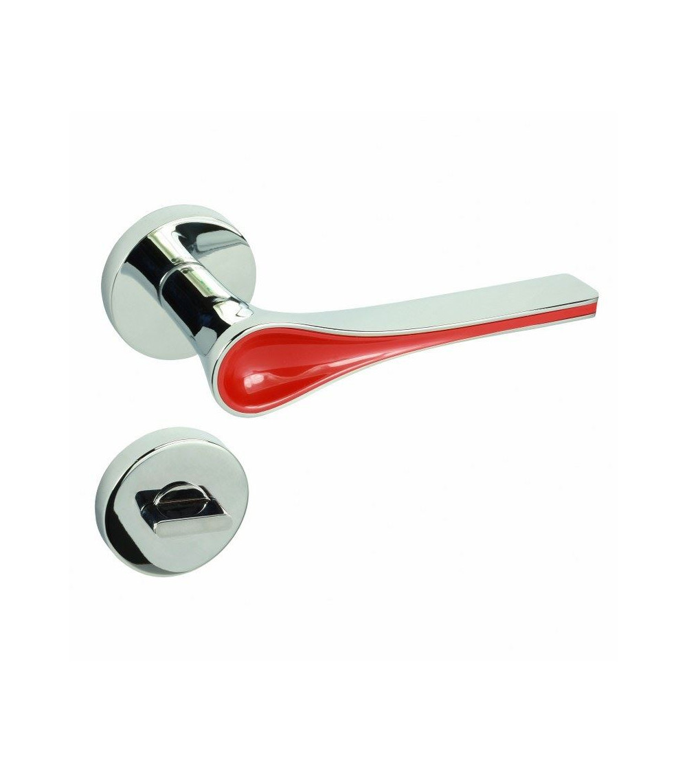 Red Polaris Round WC Door Handle - designer handle