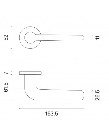 AZALIA door handle with dimensions