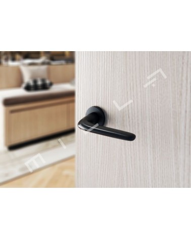 Black AZALIA door handle design handle mounted on a door