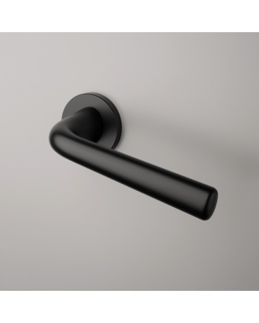 Black TULIPA door handle interior door designer mounted on a door
