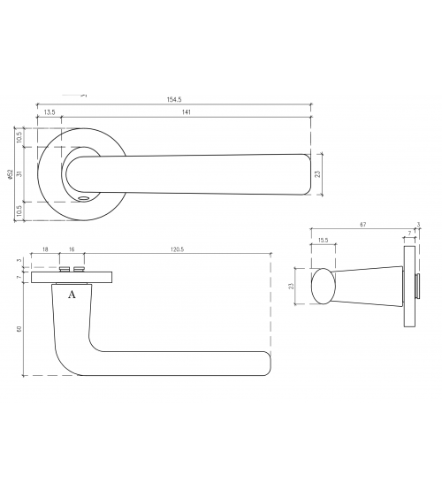 Satin chrome TULIPA interior door handle design