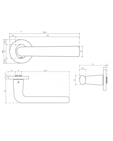 TULIPA door handle with dimensions