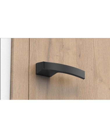 Black Arc door handle design handle bottom view fitted on a door