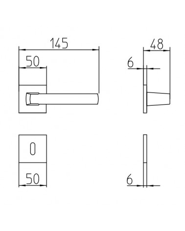 Mandelli Fan door handle with dimensions