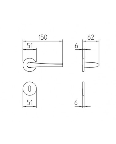 Mandelli Filo door handle with dimensions