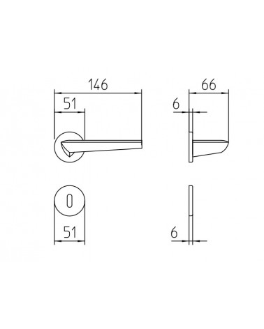 Mandelli Isi door handle with dimensions