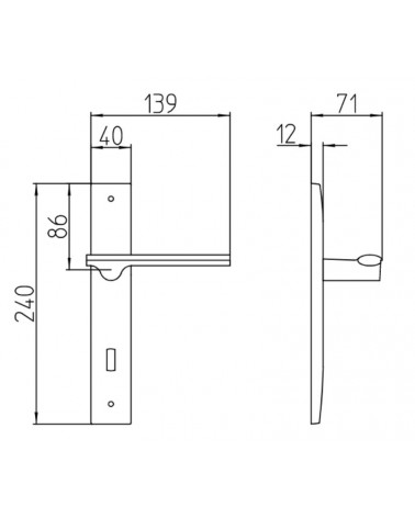 Mandelli Ara longitudinal door handle with dimensions