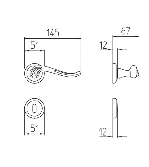 Bronze door handle Mandelli Lord designer handle