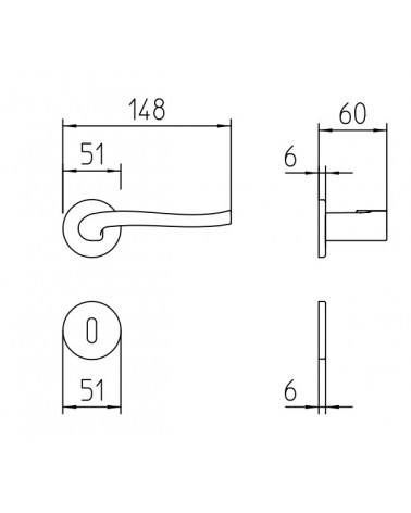 Mandelli Ola door handle with dimensions