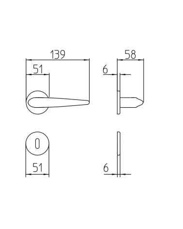 Mandelli Zoe door handle with dimensions