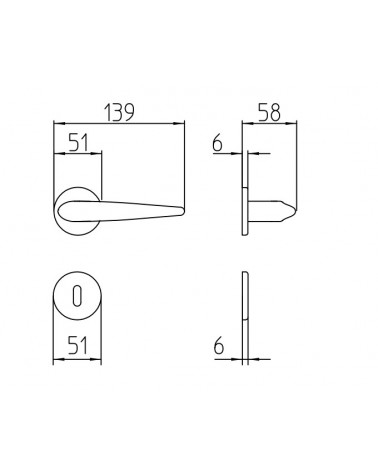 Mandelli Zoe door handle with dimensions