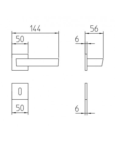 Mandelli Nuria door handle with dimensions