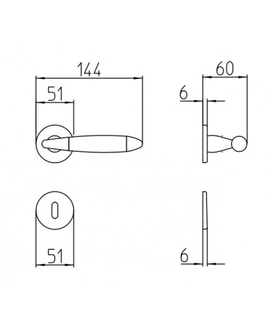 Mandelli Totem door handle with dimensions