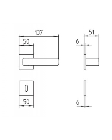 Mandelli Virgo door handle with dimensions
