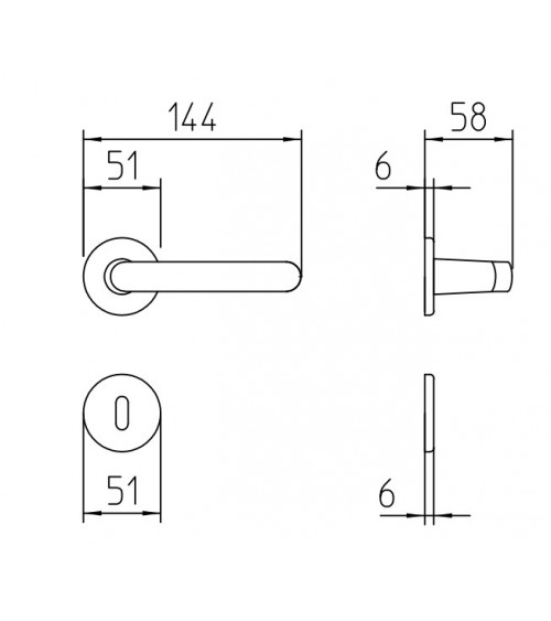 Matt gold door handle Mandelli Zante design handle
