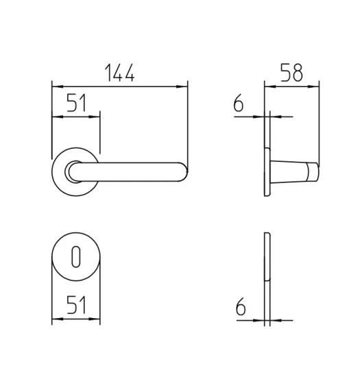 Matt gold door handle Mandelli Zante design handle