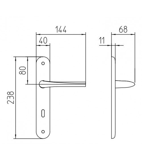 Mandelli Filo door handle on long plate designer handle