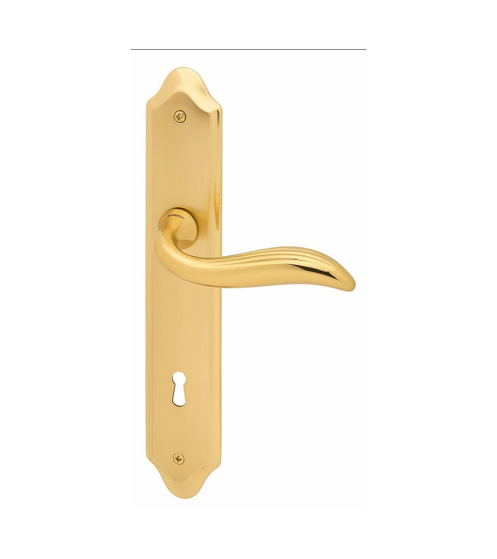Mandelli Plisse door handle on long plate designer handle
