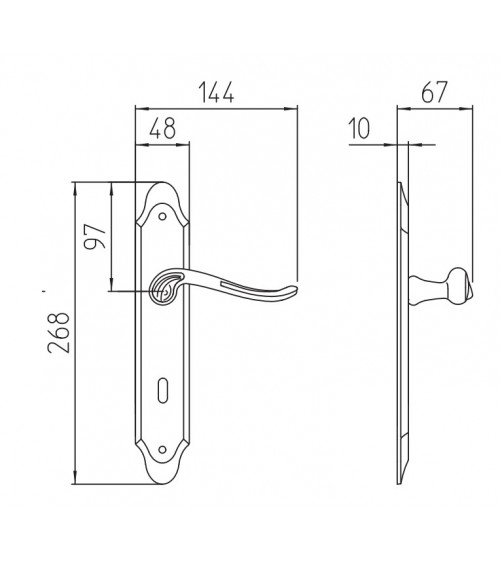 Door handle on backplate Mandelli Lord design handle