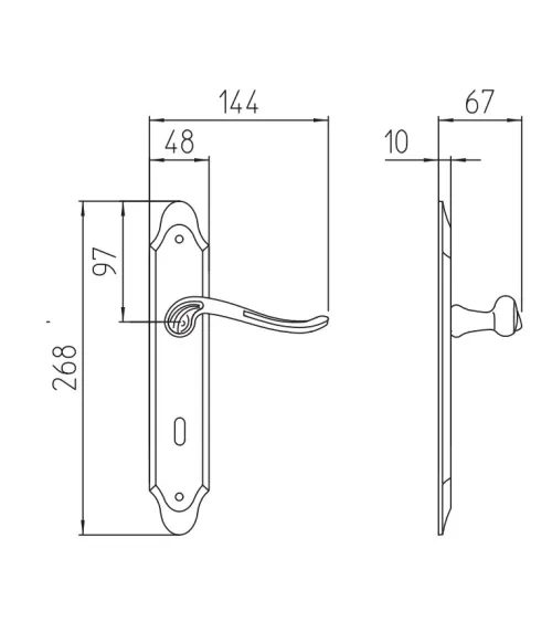 Door handle on backplate Mandelli Lord design handle