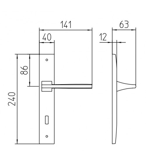 Door handle on backplate Mandelli Link design handle