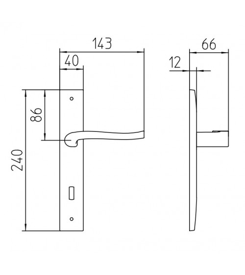 Door handle on backplate Mandelli Ola design handle