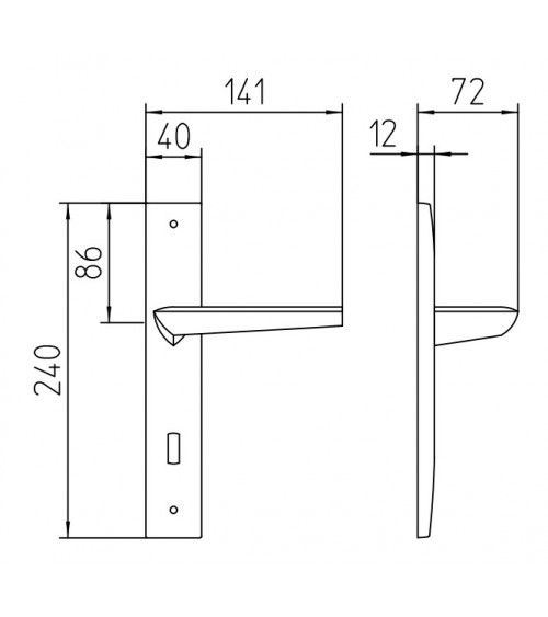 Door handle on backplate Mandelli Isi design handle