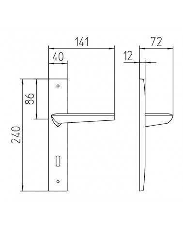 Door handle on backplate Mandelli Isi with dimensions