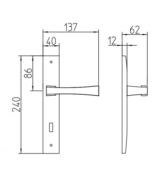 Door handle on backplate Mandelli Telis design handle