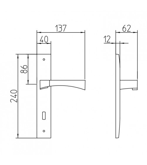 Mandelli Life - Door handle on backplate - design handle