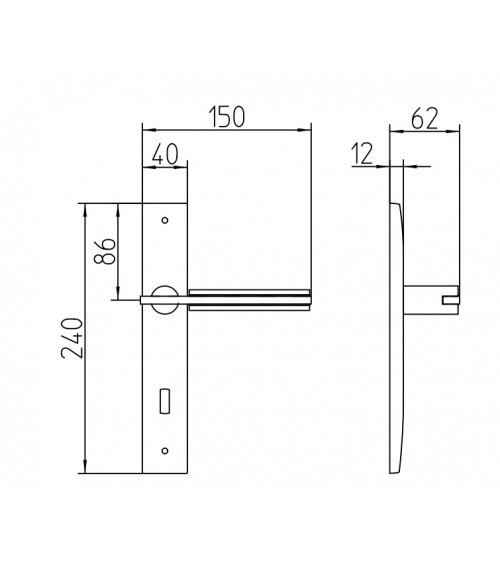 Door handle on backplate Mandelli Demì design handle