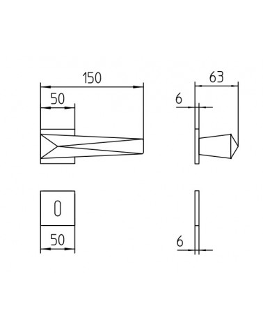 Mandelli Zeit door handle with dimensions