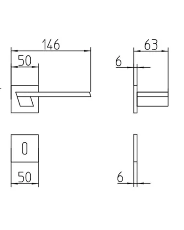 Mandelli Jet door handle with dimensions